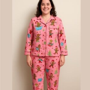 Nick & Nora  sock monkey flannel Pajama Set